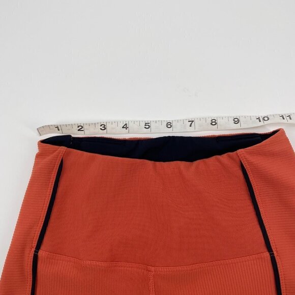 Zyia Orange Black Stripe Ribbed Leggings Womens Size 4 Activewear Athleisure - Picture 5 of 9